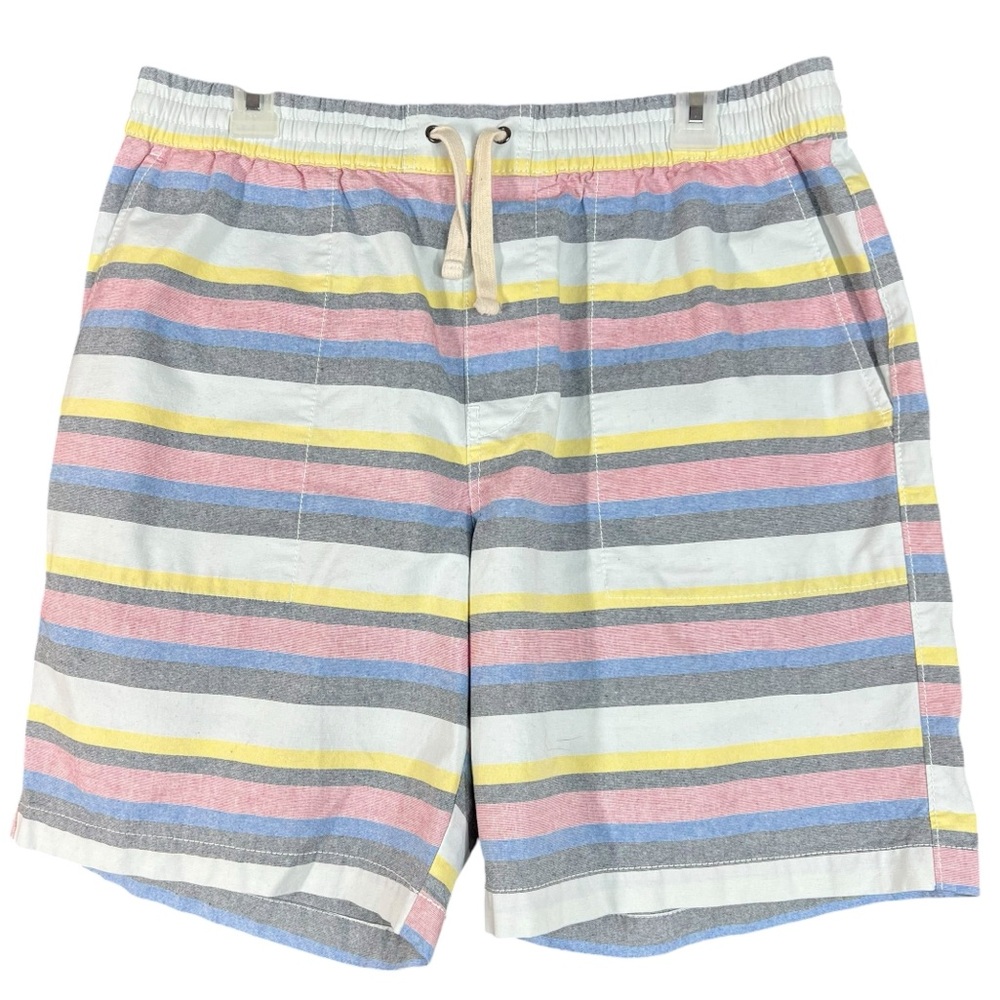 Original Penguin Pastel Stripe Board Shorts Elastic Waist Swim Trunks L